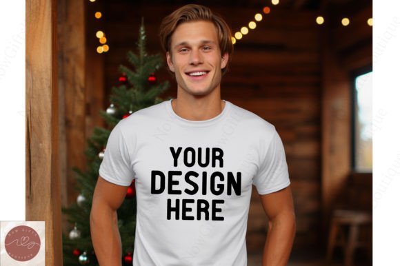 Beautiful Men Christmas T-Shirt Mockup 3 Graphics