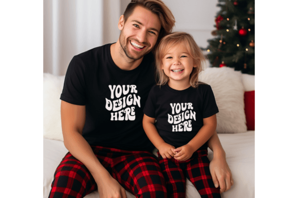 Christmas Dad and Me Black T-Shirt Mockup Graphics