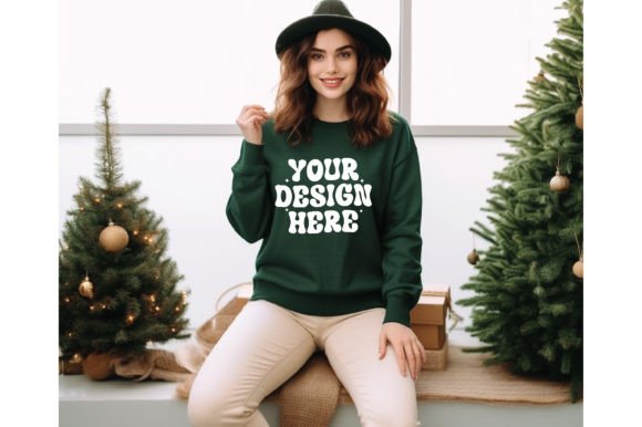 Gildan 18000 Forest-Green Hoodie Graphics Mockup