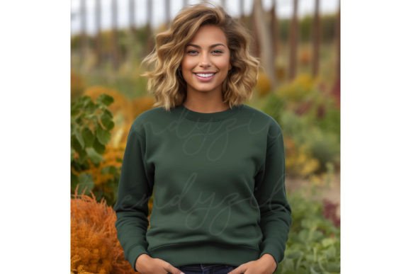 Green Gildan 18000 Sweater Mockup Graphics